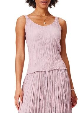 NIC+ZOE Dusty Rose Crinkled Sleeveless Tank Top - Size S